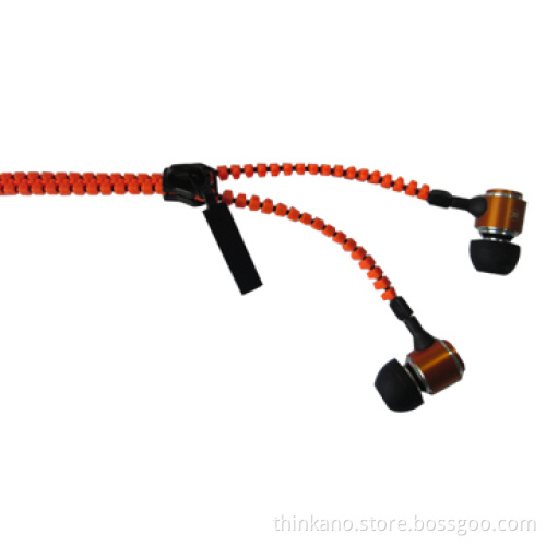 Fashionable Zipper Earphone with CE and RoHS Product Approvals